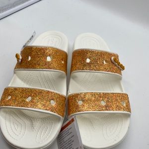 Classic  Crocs Glitter Sandal Orange Sorbet Glitter Relaxed Fit M8/W10